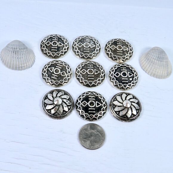 Vintage Metal Cabochons and Dangle Extenders, Jewelry Making Supplies - Picture 3 of 8